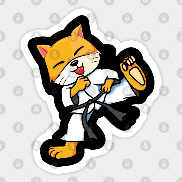 Cute Karate Fighting Fox/Wolf Animal Sticker by Normo Apparel